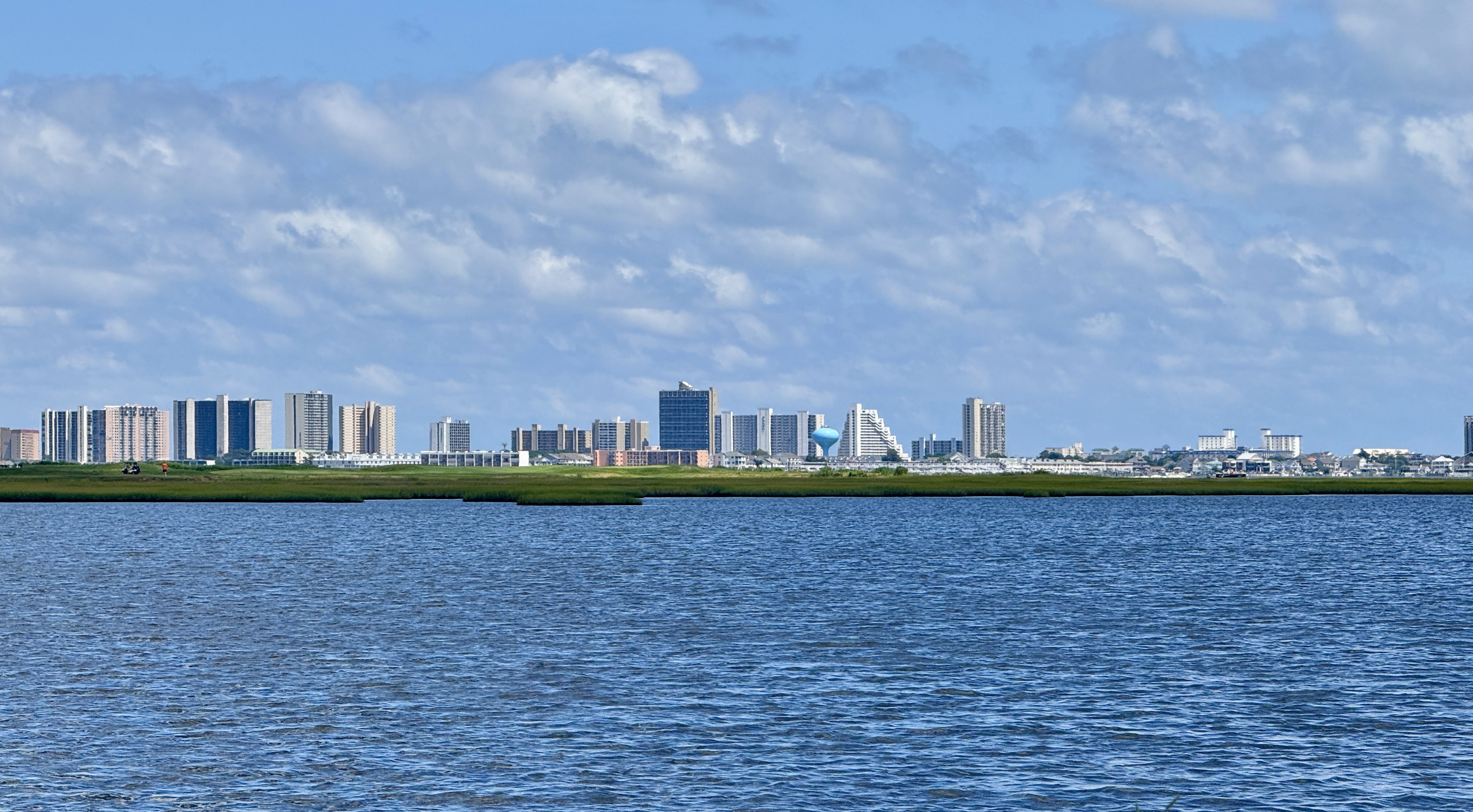 Ocean City skyline across the Assawoman Bay from Ocean Pines